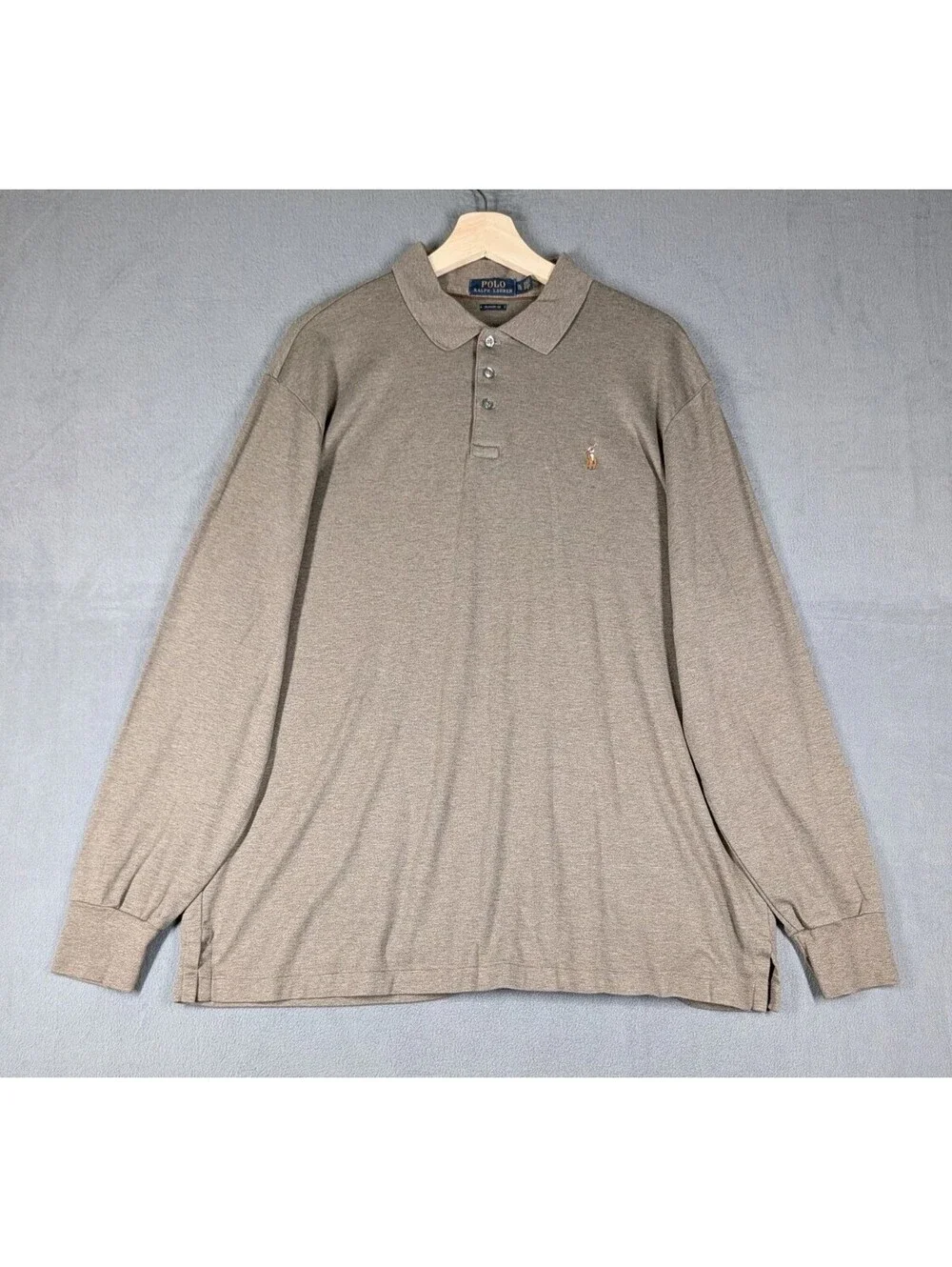 Polo Ralph Lauren Mens XL Gray Long Sleeve Pony Rugby Polo Shirt Classic Cotton